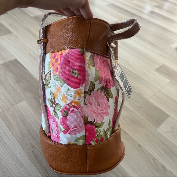 SAMOE STYLE Floral Brown Shoulder Purse Handbag Faux Leather - Picture 9 of 17